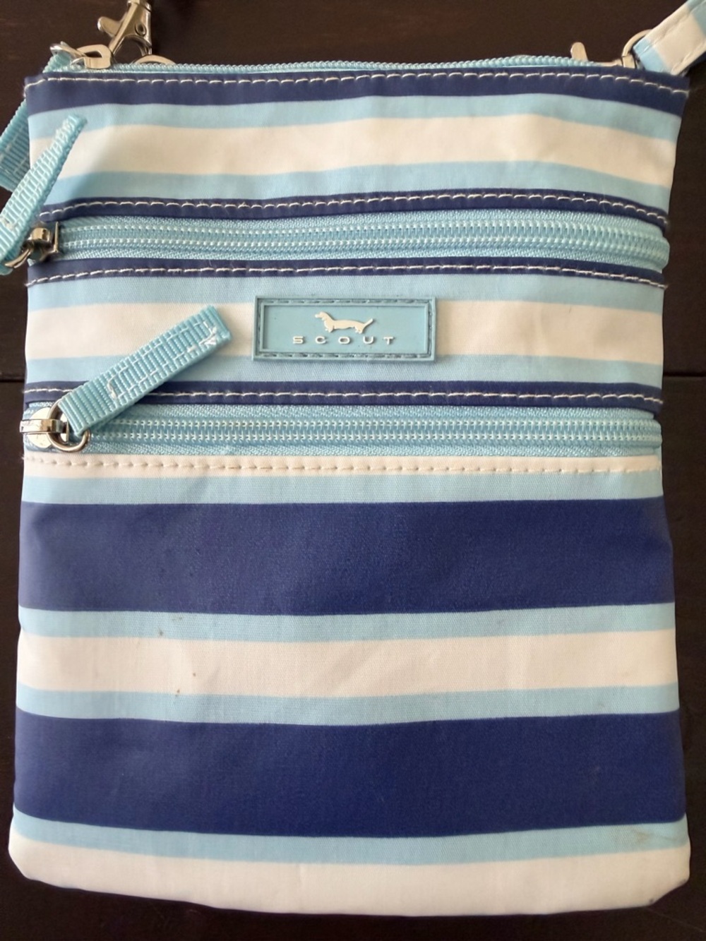 Scout Striped Crossbody Bag in Sky Blue & Navy